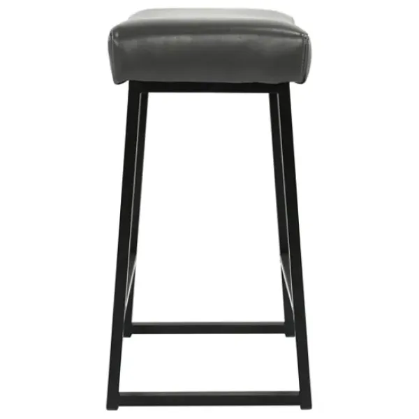 Bar Stools & Counter Height Stools-Kirkland's Home Smokey Vegan Leather Counter Stools, Set Of 2 Gray