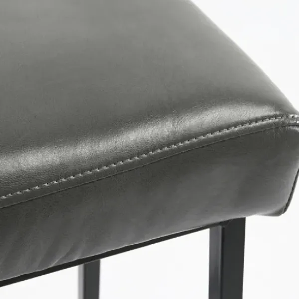 Bar Stools & Counter Height Stools-Kirkland's Home Smokey Vegan Leather Counter Stools, Set Of 2 Gray