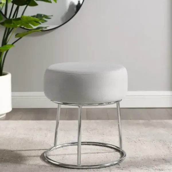 Benches & Ottomans-Kirkland's Home Smokey Velvet Vanity Stool Gray