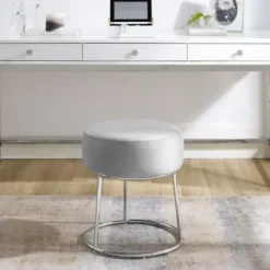 Benches & Ottomans-Kirkland's Home Smokey Velvet Vanity Stool Gray