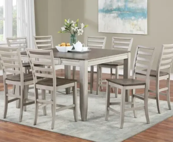 Dining Tables-Kirkland's Home Smoky Alabaster Wooden 9-Pc. Dining Set Gray/Brown
