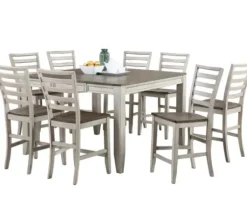 Dining Tables-Kirkland's Home Smoky Alabaster Wooden 9-Pc. Dining Set Gray/Brown