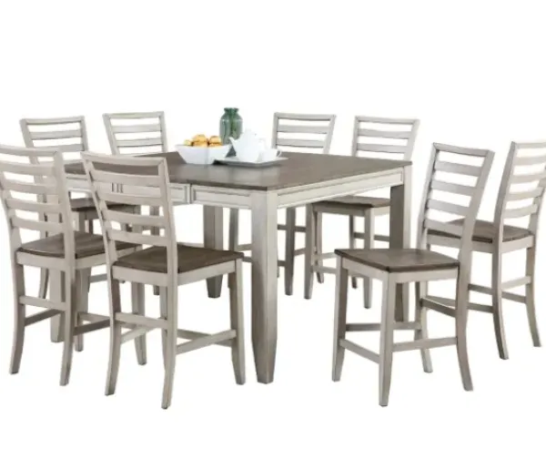 Dining Tables-Kirkland's Home Smoky Alabaster Wooden 9-Pc. Dining Set Gray/Brown