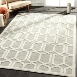 Outdoor Rugs-Kirkland's Home Smoky Blue Geometric Indoor/Outdoor Area Rug, 5X7 Gray/Blue