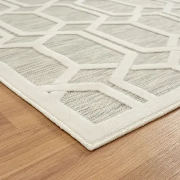 Outdoor Rugs-Kirkland's Home Smoky Blue Geometric Indoor/Outdoor Area Rug, 5X7 Gray/Blue