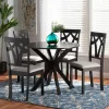 Dining Tables-Kirkland's Home Smoky Gray Upholstered Swoop Back 5-Pc. Dining Set