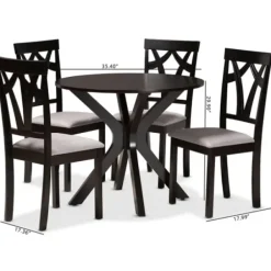 Dining Tables-Kirkland's Home Smoky Gray Upholstered Swoop Back 5-Pc. Dining Set