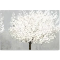 Canvas Art-Kirkland's Home Snow Kissed Blossoms Giclee Canvas Art Print Gray/White/Brown