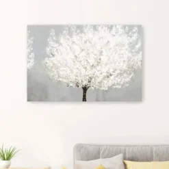 Canvas Art-Kirkland's Home Snow Kissed Blossoms Giclee Canvas Art Print Gray/White/Brown