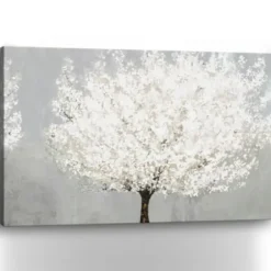 Canvas Art-Kirkland's Home Snow Kissed Blossoms Giclee Canvas Art Print Gray/White/Brown