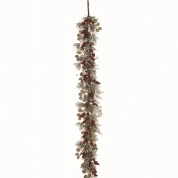 Arrangements & Greenery-Kirkland's Home Snowy Eucalyptus Berry Mix Christmas Garland Green/Red