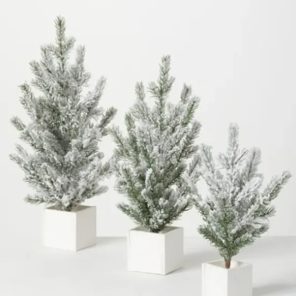 Arrangements & Greenery-Kirkland's Home Snowy Pine White Potted Christmas Trees, Set Of 3 Green/White