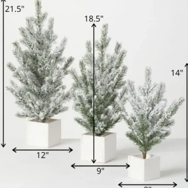 Arrangements & Greenery-Kirkland's Home Snowy Pine White Potted Christmas Trees, Set Of 3 Green/White