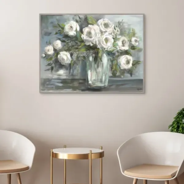 Framed Art-Kirkland's Home Soft Blooms Still Life Framed Wall Art White/Green/Gray