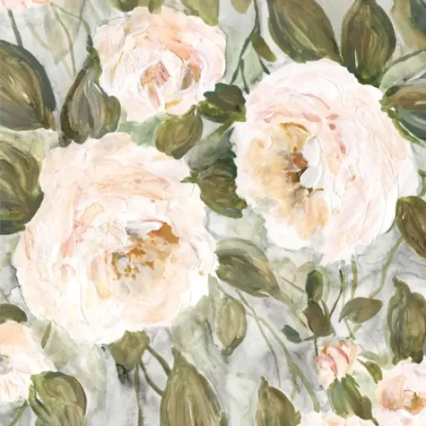 Framed Art-Kirkland's Home Soft California Roses Framed Canvas Art White/Green/Pink