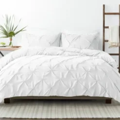 Duvets-Kirkland's Home Soft Pinched 3-Pc. Queen Duvet Cover Set White