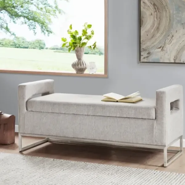 Benches & Ottomans-Kirkland's Home Soft Storage Bench With Open Sides Gray