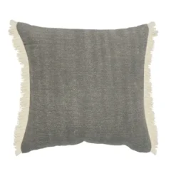 Pillows-Kirkland's Home Solid Accent Pillow With Fringe Gray