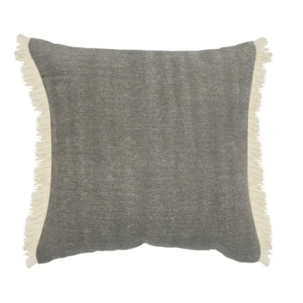 Pillows-Kirkland's Home Solid Accent Pillow With Fringe Gray