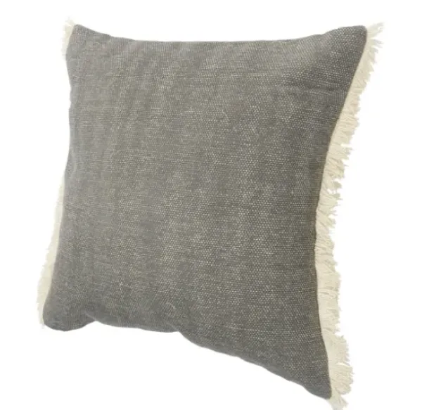 Pillows-Kirkland's Home Solid Accent Pillow With Fringe Gray
