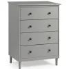 Dressers & Chests-Kirkland's Home Solid Pine Wood 4-Drawer Dresser Gray