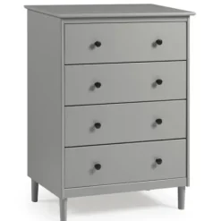 Dressers & Chests-Kirkland's Home Solid Pine Wood 4-Drawer Dresser Gray