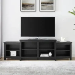 Tv Stands & Media Consoles-Kirkland's Home Solid Tiered Tv Stand Black