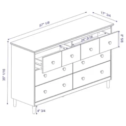 Dressers & Chests-Kirkland's Home Solid Wood 6-Drawer Dresser White