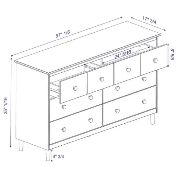 Dressers & Chests-Kirkland's Home Solid Wood 6-Drawer Dresser White