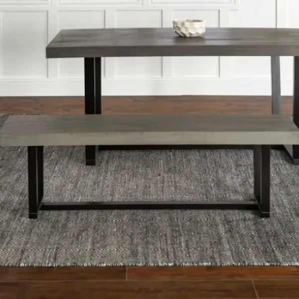 Dining Chairs-Kirkland's Home Solid Wood Two-Tone Dining Bench Gray