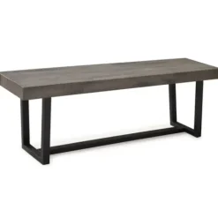 Dining Chairs-Kirkland's Home Solid Wood Two-Tone Dining Bench Gray