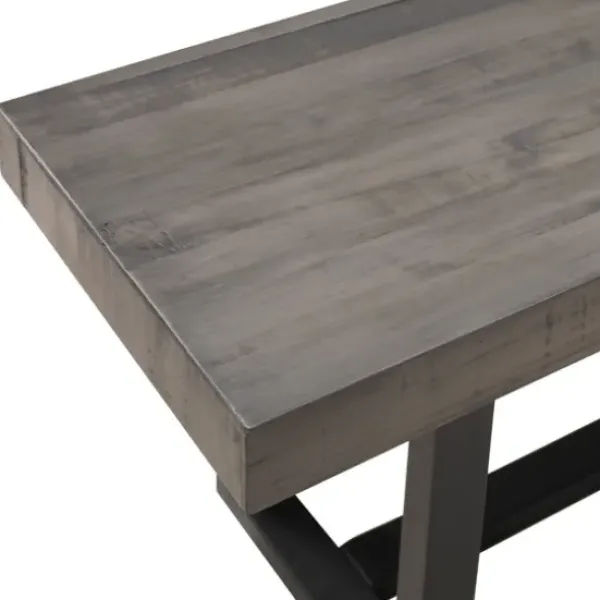 Dining Chairs-Kirkland's Home Solid Wood Two-Tone Dining Bench Gray