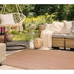 Outdoor Rugs-Kirkland's Home Solitaire Sun Shower Outdoor Area Rug, 7X9 Blue/Ivory