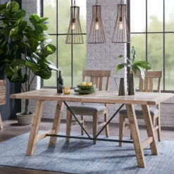 Dining Tables-Kirkland's Home Sonoma Wooden Dining Table Tan