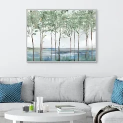 Framed Art-Kirkland's Home Sparse Forest Peak Framed Wall Art Blue/Brown/White