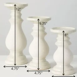 Candle Holders-Kirkland's Home Speckled Ceramic Candle Holders, Set Of 3 White