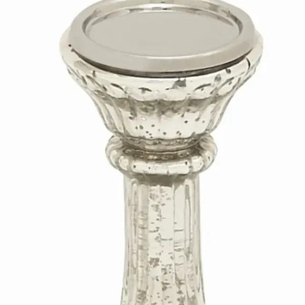 Candle Holders-Kirkland's Home Speckled Mercury Glass Pillar Holders, Set Of 3 Silver