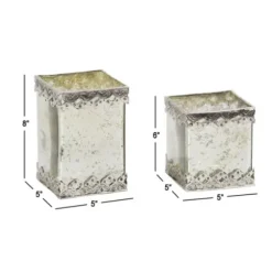Candle Holders-Kirkland's Home Speckled 2-Pc. Candle Holder Set Silver