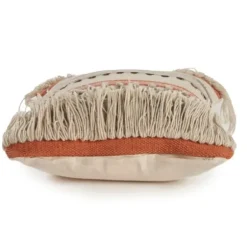 Pillows-Kirkland's Home Spice And Natural Chic Fringe Pillow Orange/Tan