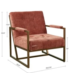 Accent Chairs-Kirkland's Home Spice Button Tufted Angular Vintage Accent Chair Pink