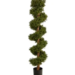 Trees & Topiaries-Kirkland's Home Spiraling Boxwood Topiary In Black Planter