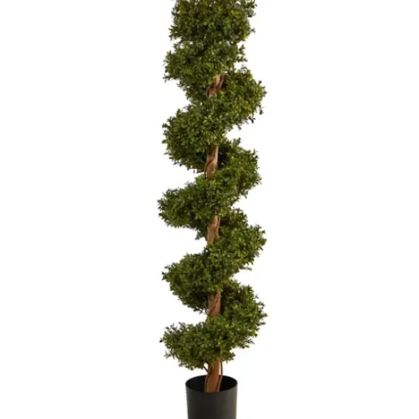 Trees & Topiaries-Kirkland's Home Spiraling Boxwood Topiary In Black Planter