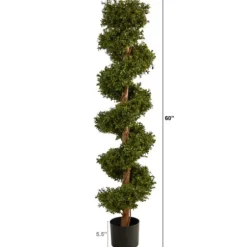 Trees & Topiaries-Kirkland's Home Spiraling Boxwood Topiary In Black Planter