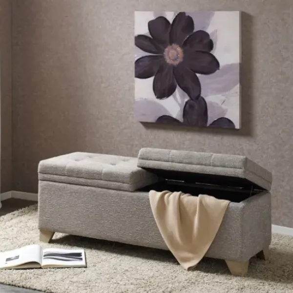 Benches & Ottomans-Kirkland's Home Split Seat Jackson Storage Bench Gray