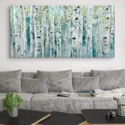 Canvas Art-Kirkland's Home Spring Birches Canvas Art Print White/Black/Blue/Green