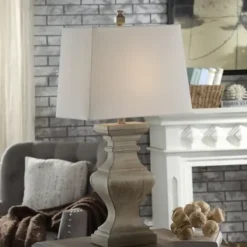 Table Lamps-Kirkland's Home Square Candlestick Table Lamp Tan