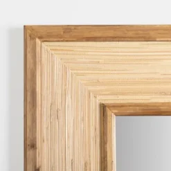 Decorative Mirrors-Kirkland's Home Square Pampas Grass And Wood Mirror