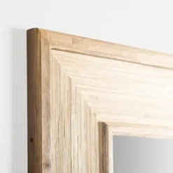 Decorative Mirrors-Kirkland's Home Square Pampas Grass And Wood Mirror