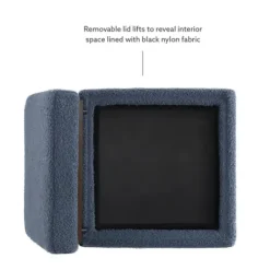 Benches & Ottomans-Kirkland's Home Square Sherpa Upholstered Storage Ottoman Blue