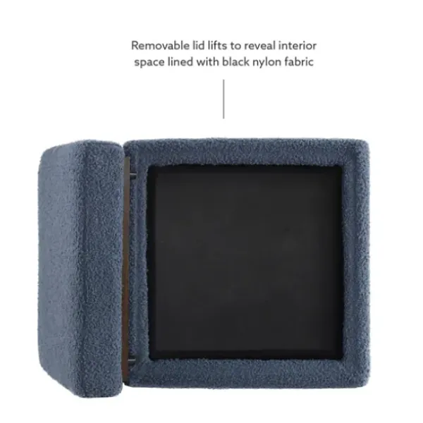 Benches & Ottomans-Kirkland's Home Square Sherpa Upholstered Storage Ottoman Blue